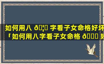 如何用八 🦋 字看子女命格好坏「如何用八字看子女命格 🐒 好坏程度」